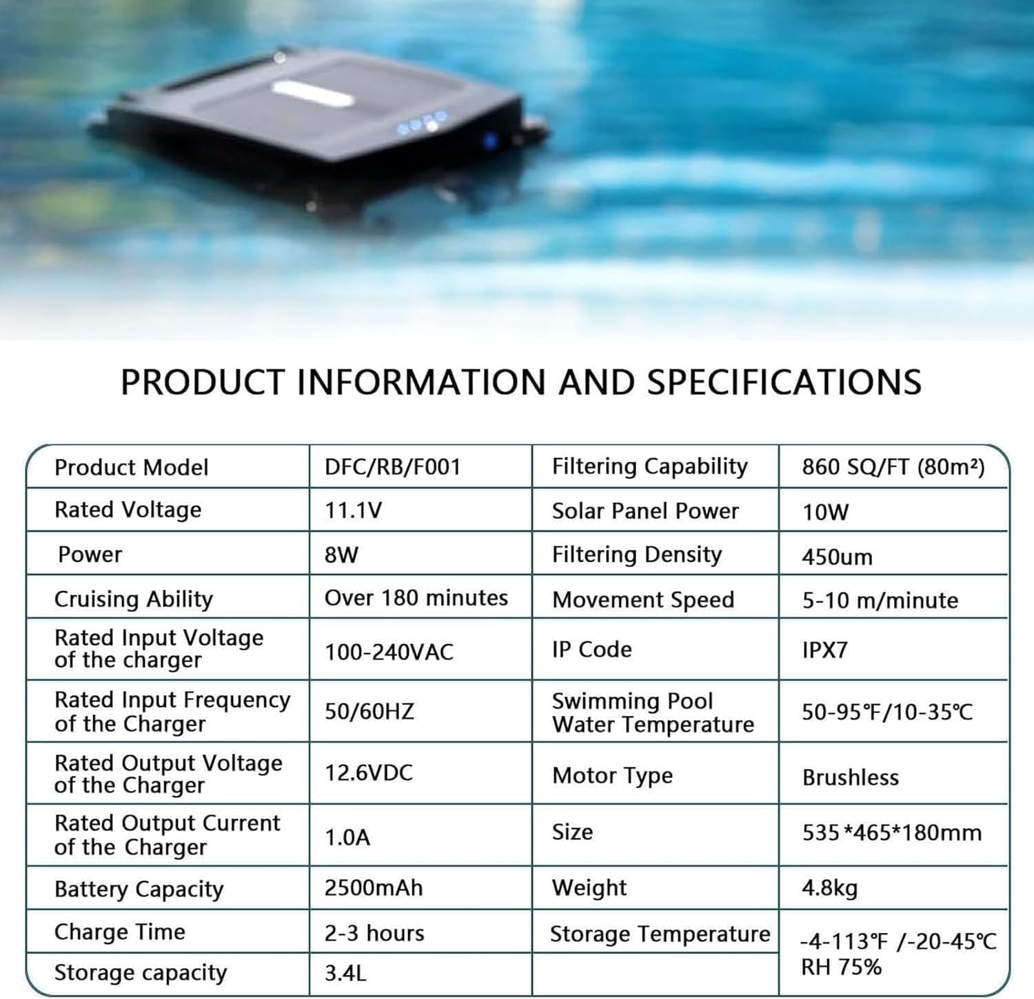 Solar Powered Automatic Robotic Pool Skimmer Cleaner,Solar Pool Cleaner Dual Mode with Obstacle Avoidance Daytime ＆ Overnight Continuous Cleaning for All Swimming Pool