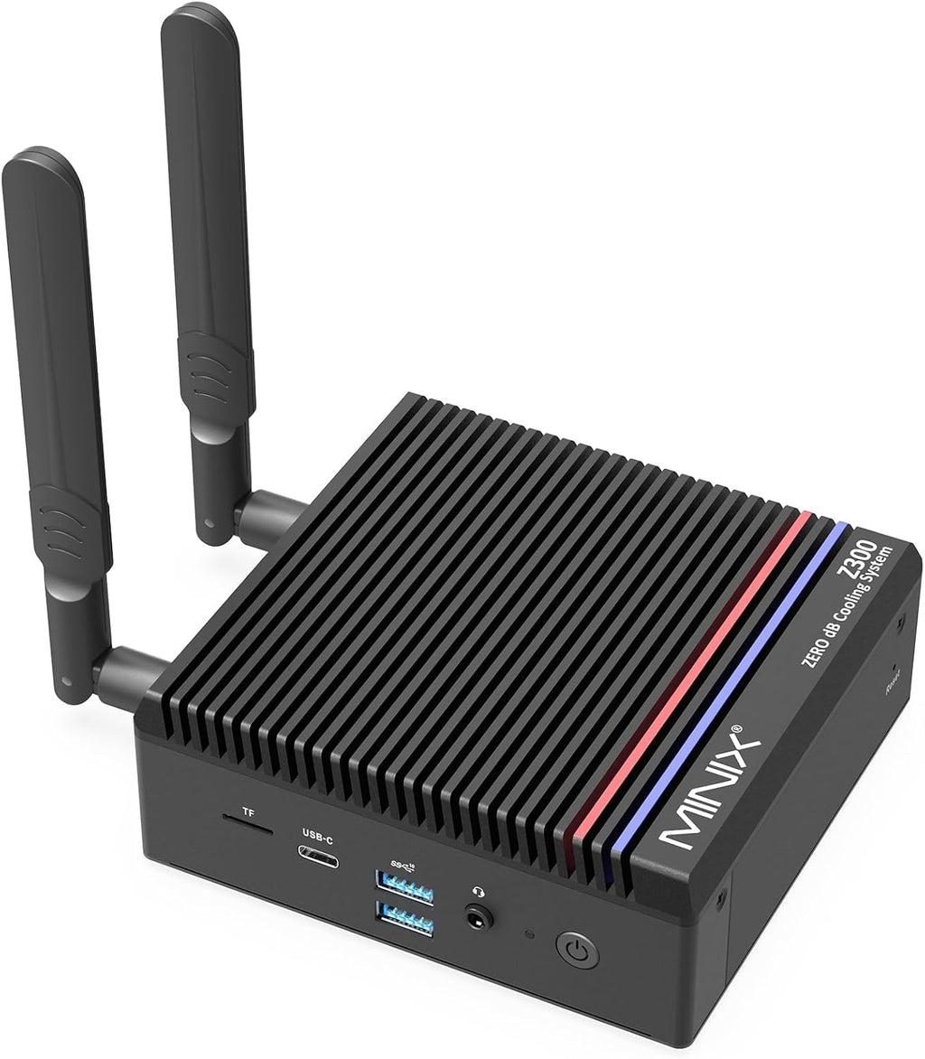 MINIX Fanless Mini PC, Intel 12th Gen N300, NEO Z300-0dB 16GB DDR4, 512GB M.2 PCIe x 4 SSD Micro Desktop Computer, 4K Dual Display/2.5G LAN, for Business Home Office Multi-Tasking