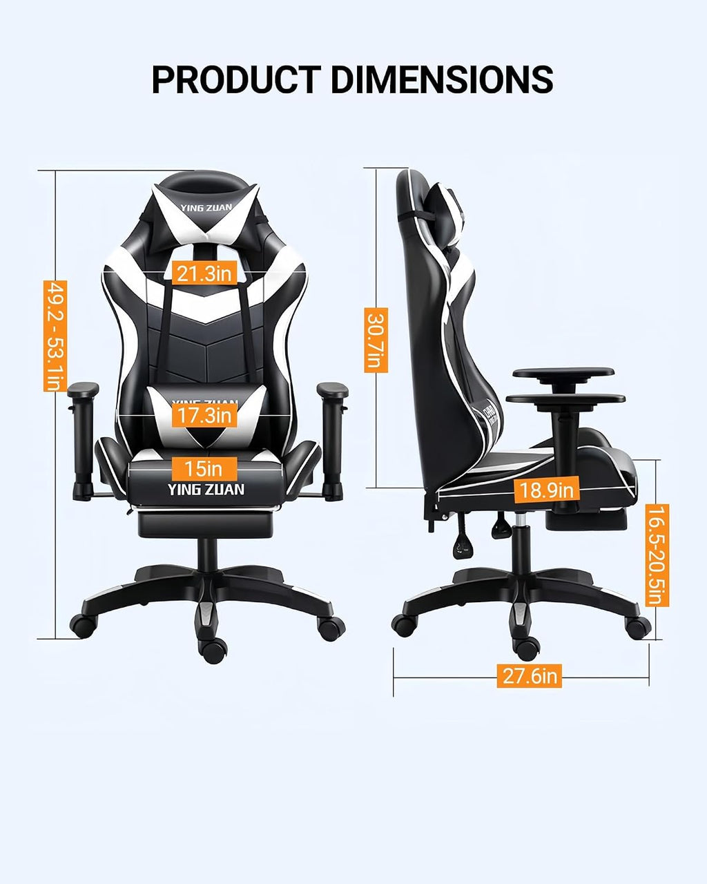 Ergonomic Gaming Chair with Latex Seat, High Back Computer Office Chair with Speakers & Massage Lumbar Support, 3D Adjustable Armrests, Retractable Footrest, 138° Reclining for Adults(Yellow)