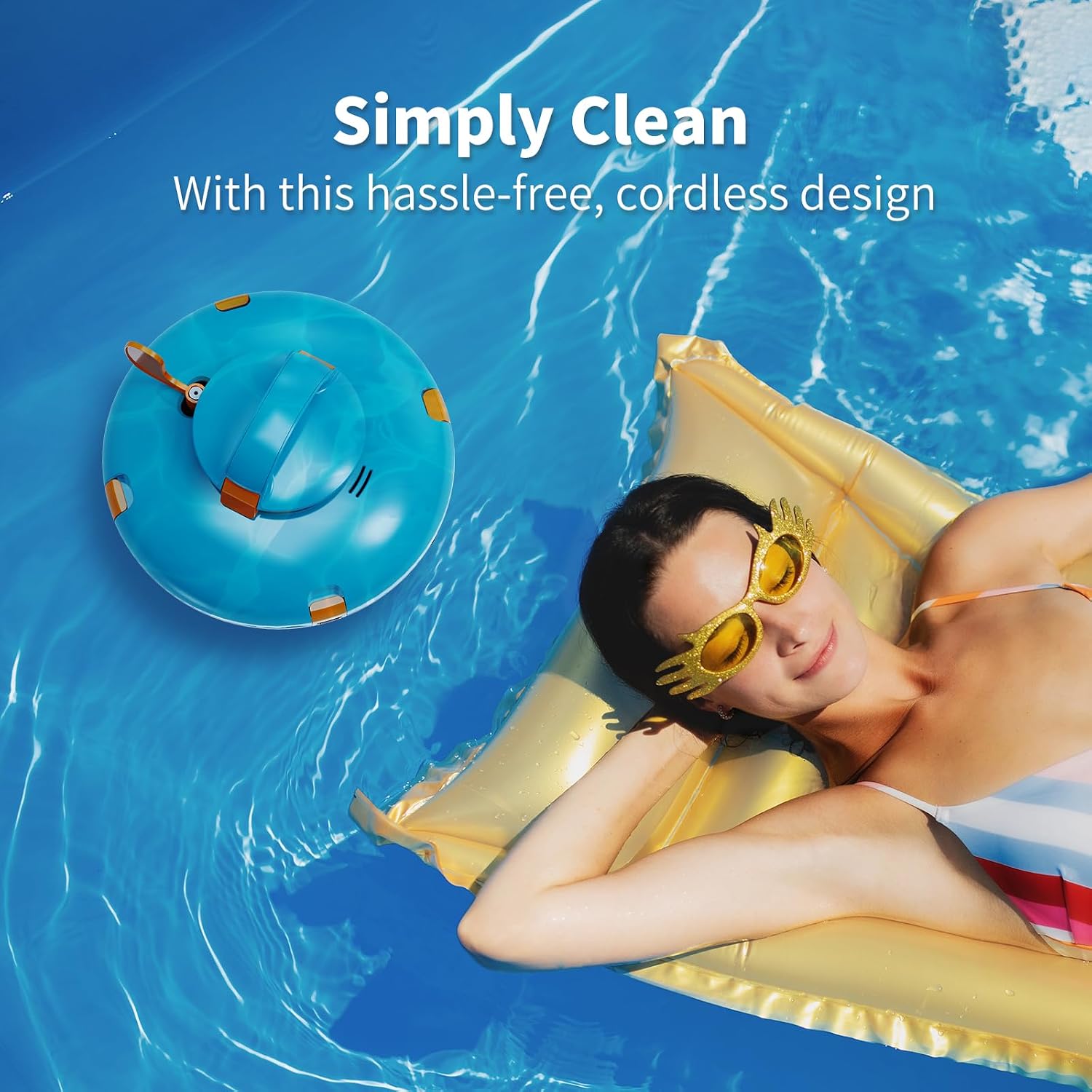 LVKE L1 Cordless Robotic Pool Cleaner, Pool Vacuum for Above Ground Pools, 70 Mins Runtime, 40W Powerful Suction, Strong Terrain-Climbing, Ideal for Flat Pools up to 38 Feet, Green