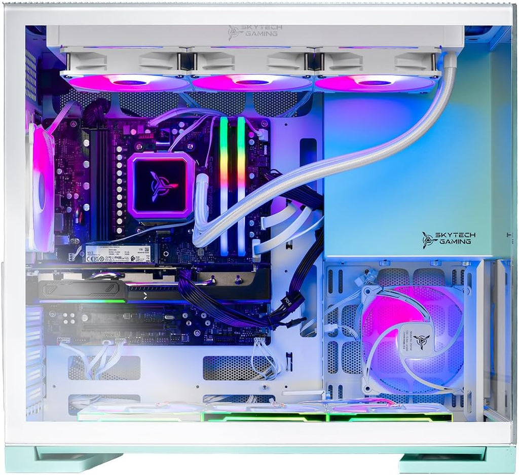 Skytech Gaming Aqua Desktop PC, Intel Ultra 9 285K 3.7 GHz(5.7 GHz), NVIDIA RTX 5070 Ti 16GB, Z890 Board, 2TB Gen4 NVMe SSD, 32GB DDR5 RAM 6000 RGB, 850W Gold ATX 3 PSU, 360mm ARGB AIO, Wi-Fi, Win 11