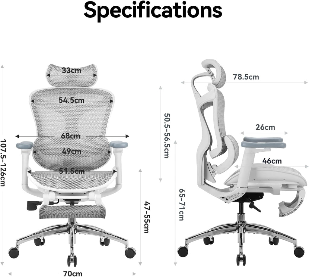 SIHOO Doro C300 Ergonomic Office Chair with Footrest, Ultra Soft 3D Armrests, Dynamic Lumbar Support for Home Office Chair, Adjustable Backrest Desk Chair, Swivel Big and Tall Computer Chair (Grey)