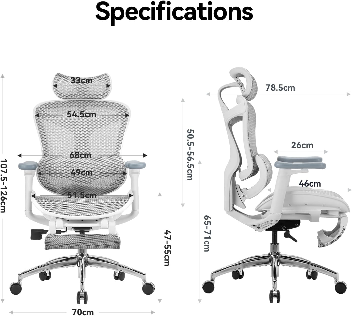 SIHOO Doro C300 Ergonomic Office Chair with Footrest, Ultra Soft 3D Armrests, Dynamic Lumbar Support for Home Office Chair, Adjustable Backrest Desk Chair, Swivel Big and Tall Computer Chair (Grey)