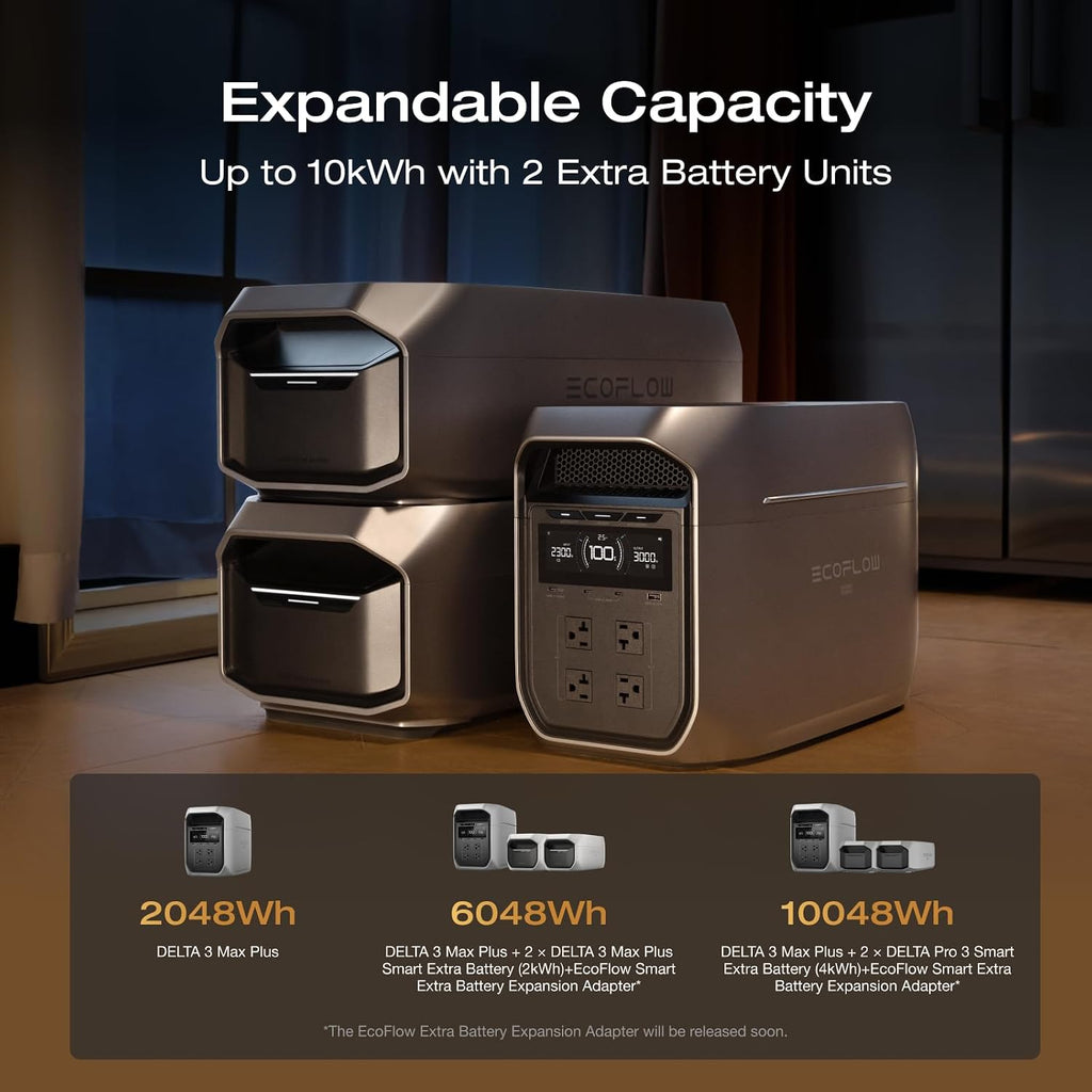 EF ECOFLOW Portable Power Station DELTA 3 MAX Plus Extra Battery, 2048Wh LiFePO4 Expansion Battery for Power Station DELTA 3 Max Plus and DELTA 3 Ultra Plus