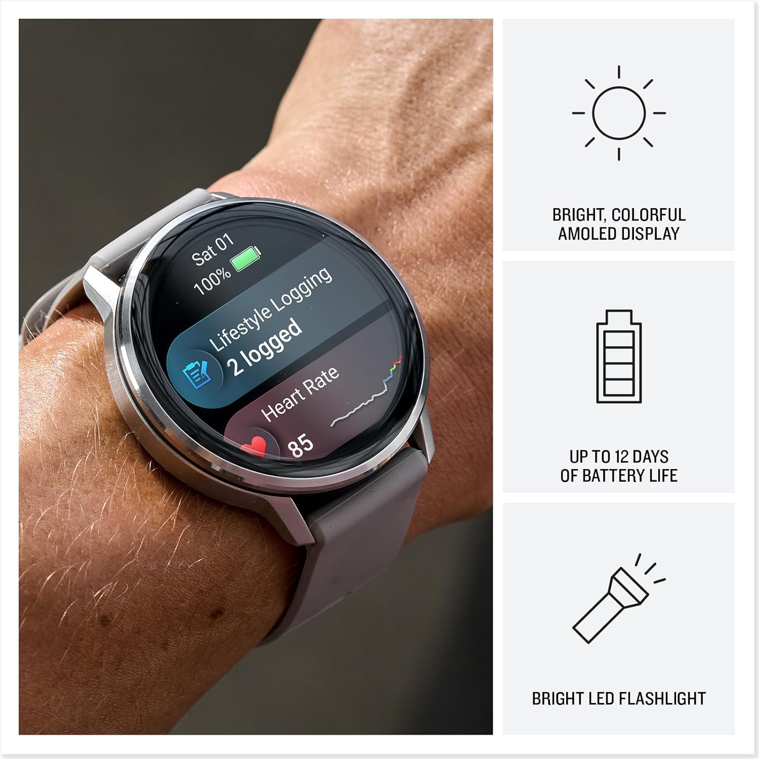 Garmin Venu 4, 45mm, Advanced Fitness and Multisport Tracker GPS Smartwatch, 1.4' AMOLED Display, Built-in Flashlight, 12 Days of Battery Life, Silver with Citron Silicone Band (Watch Bundle)