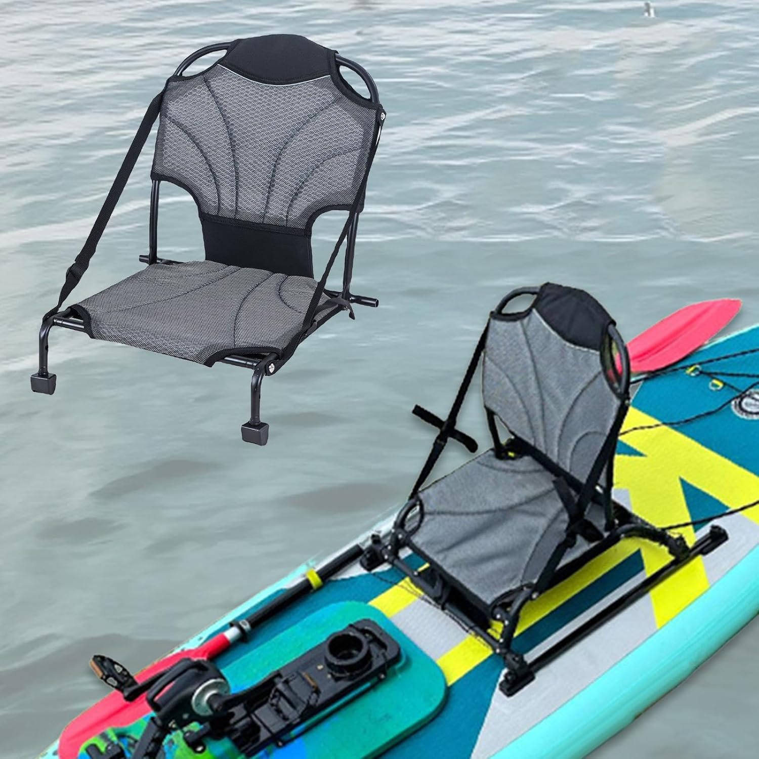 Folding Kayak Seat Fishing Seat Foldable Comfortable Backrest Support Portable with Back Support for Paddle Board Fishing