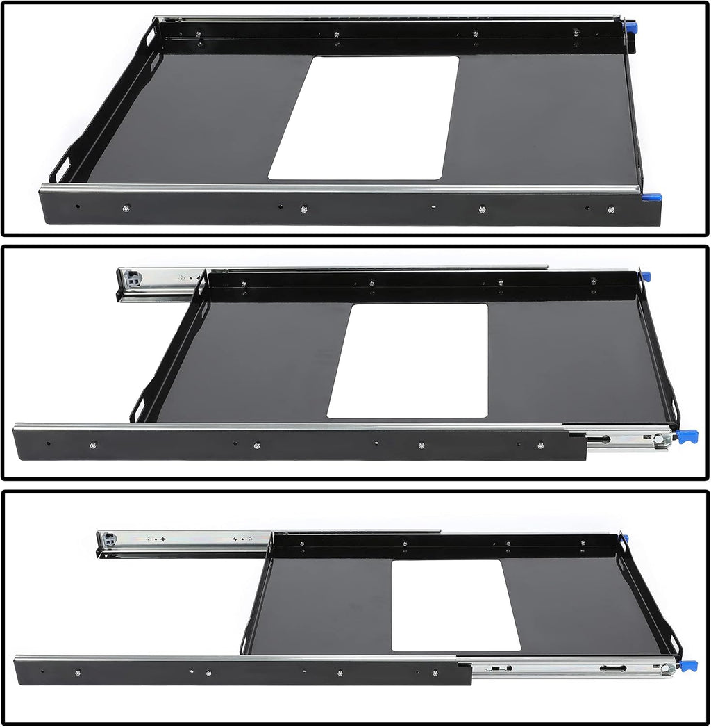 HECASA Fridge Slide Inner 29.3 x 18.7 In Portable Rail Draw Tray Slider For RV Pickup SUV Van Trailer Refrigerator Freezer Cooler Slide Out Powder Coated Steel