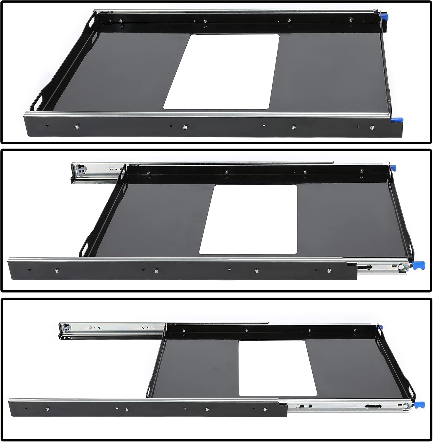 HECASA Fridge Slide Inner 29.3 x 18.7 In Portable Rail Draw Tray Slider For RV Pickup SUV Van Trailer Refrigerator Freezer Cooler Slide Out Powder Coated Steel