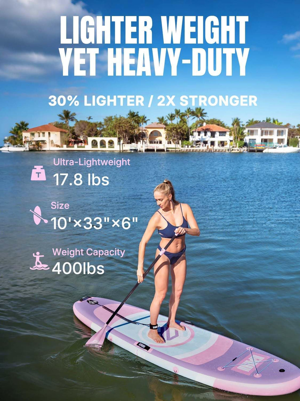 Niphean Inflatable Stand up Paddle Board with StabilTrac Fin, 400LBS Capacity & Wide EVA and Ergonomic Kayak Seats with Back Support