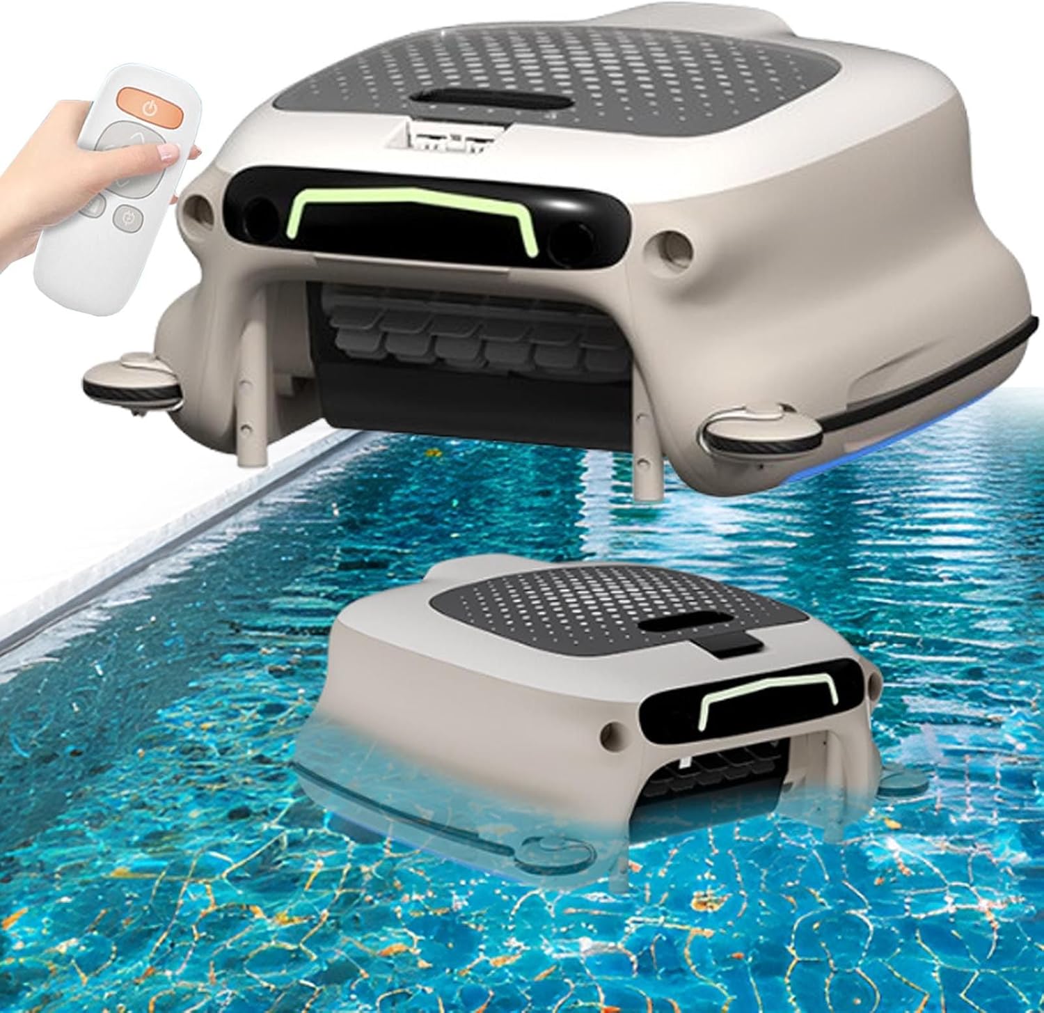 Pool Skimmer Robot- Robotic Pool Skimmer Cleaner- Automatic Cordless Robot Cleaner with 10l Large Capacity,7800mah Battery,Smart Obstacle Avoidance-24/7 Cleaning for All Pools