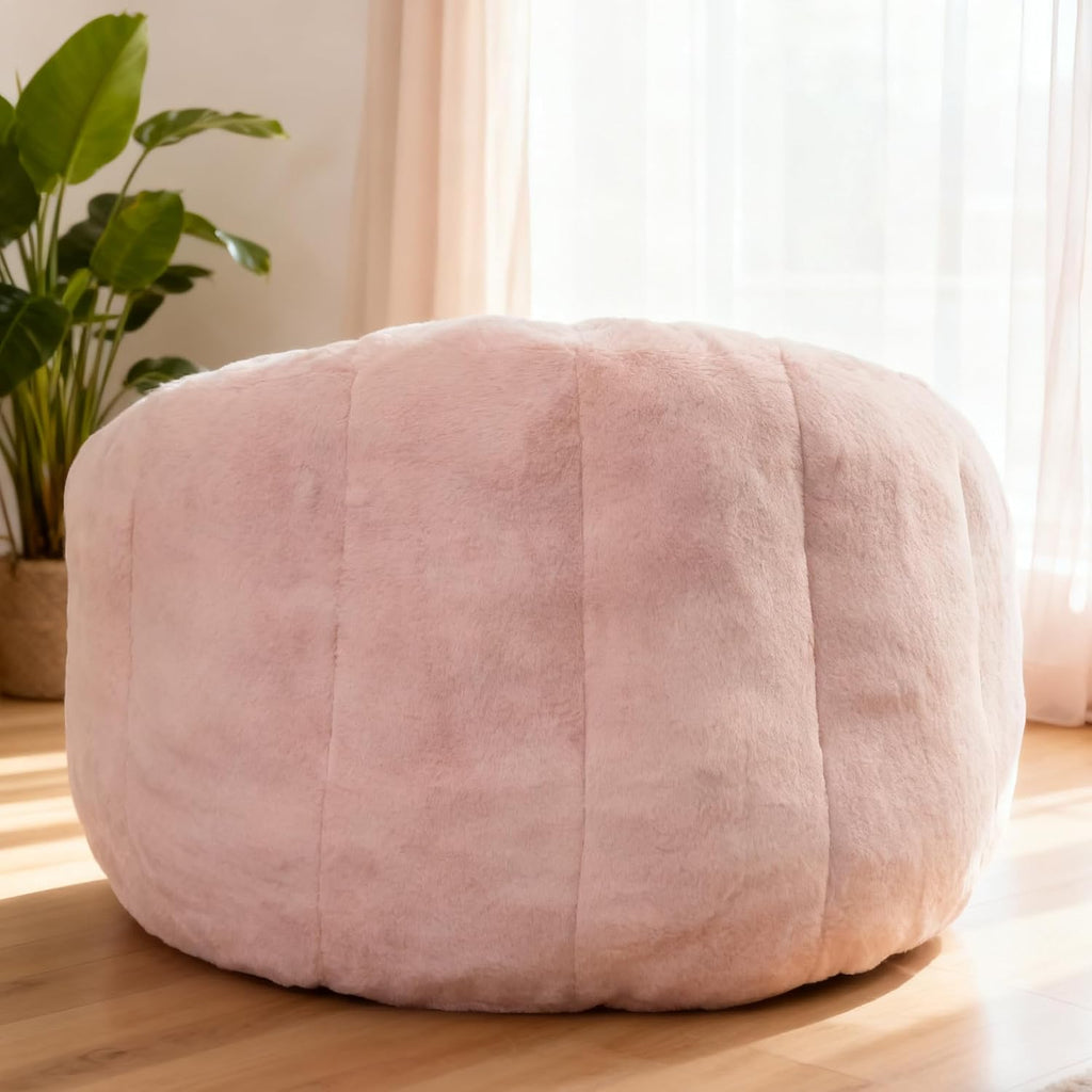 Bean Bag Chair, Giant Beanbag Chiar for Adults and Teens, Faux Fur Shell-Shaped Floor Sofa Couch with Filler, Comfy Chair for Living Room Reading, Gaming and Relax