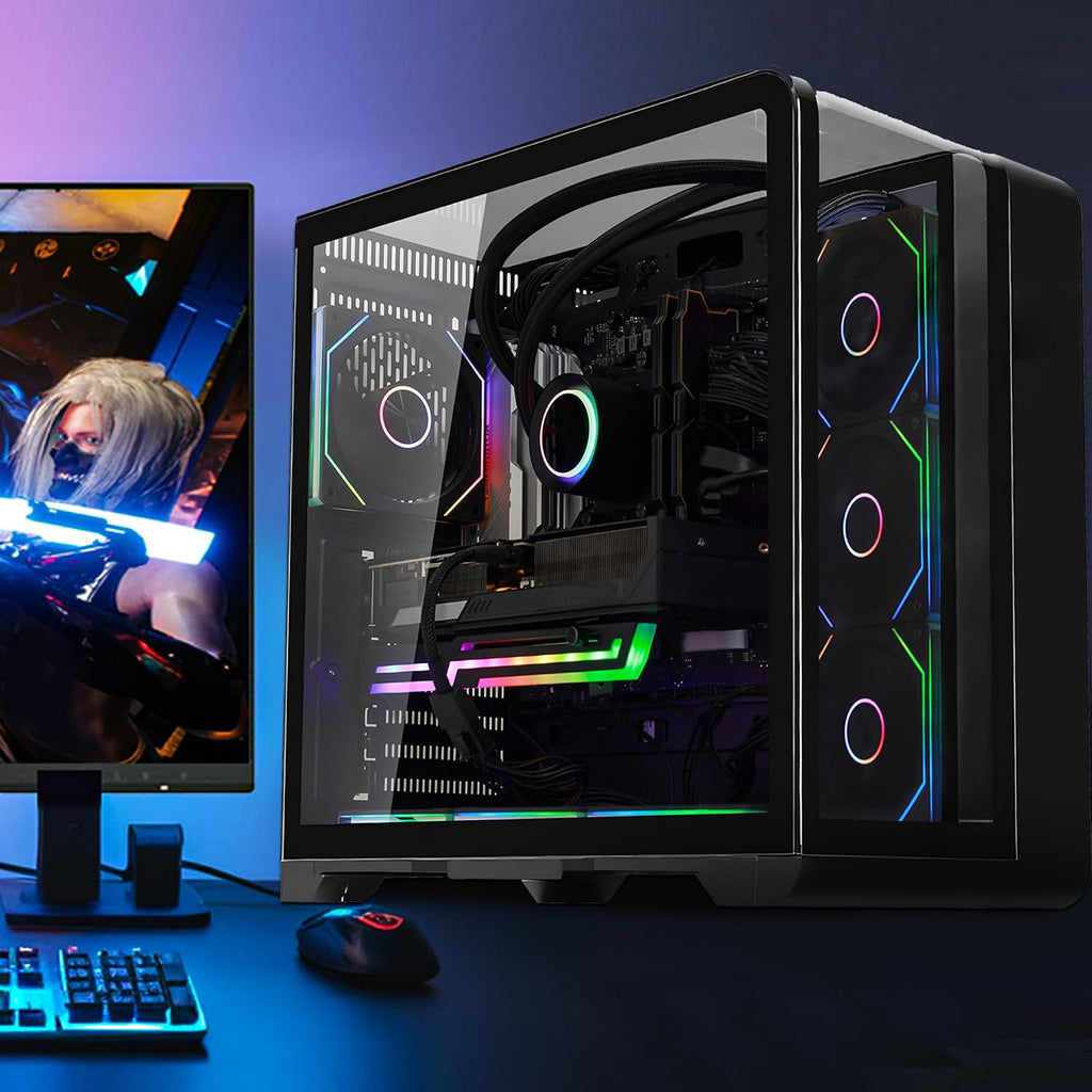 Astral Plus Prebuilt Gaming Tower PC - AMD Ryzen 7 9700X 8-Core 3.8 GHz -RTX 5070 12G GDDR7-16GB DDR5 RAM 6000 MHz-1TB PCIe SSD -850W PSU- WIFI & BT-360mm ARGB AIO-Windows 11 Desktop Computer-Black