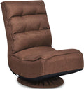 Giantex 360 Degree Swivel Floor Chair, Folding Floor Gaming Chair with 6 Positions Adjustable, Lazy Sofa Lounge Chair w/Tufted Back Support, Video Gaming Chair for Reading TV Watching (Brown)