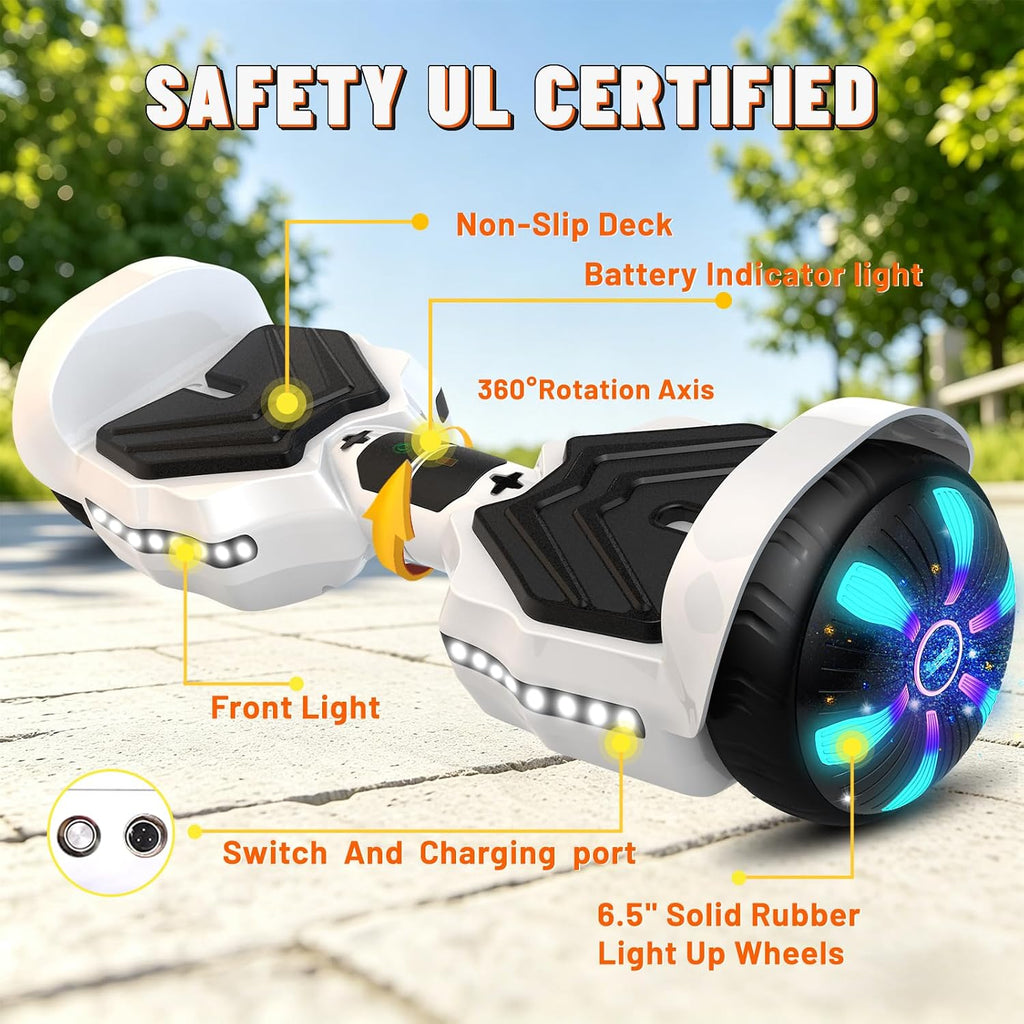 SIMATE Scooter, Bluetooth Speakers and LED Light-Up Wheels, APP Control, Dual 250W Motors, 8.5 mph Max Speed & 8.5 Miles Max Range, Gifts for Kids Adults Girls Boys