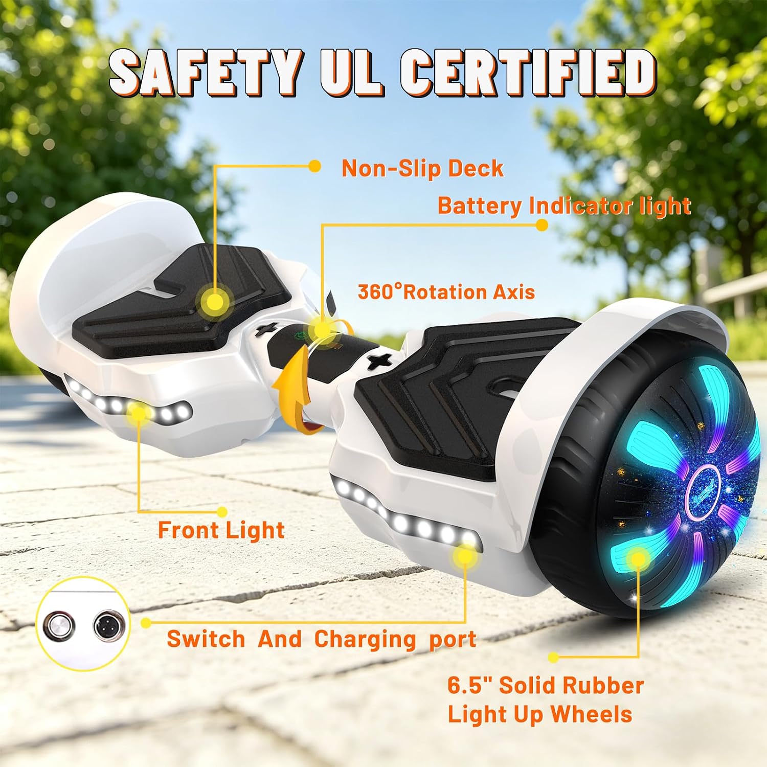 SIMATE Scooter, Bluetooth Speakers and LED Light-Up Wheels, APP Control, Dual 250W Motors, 8.5 mph Max Speed & 8.5 Miles Max Range, Gifts for Kids Adults Girls Boys
