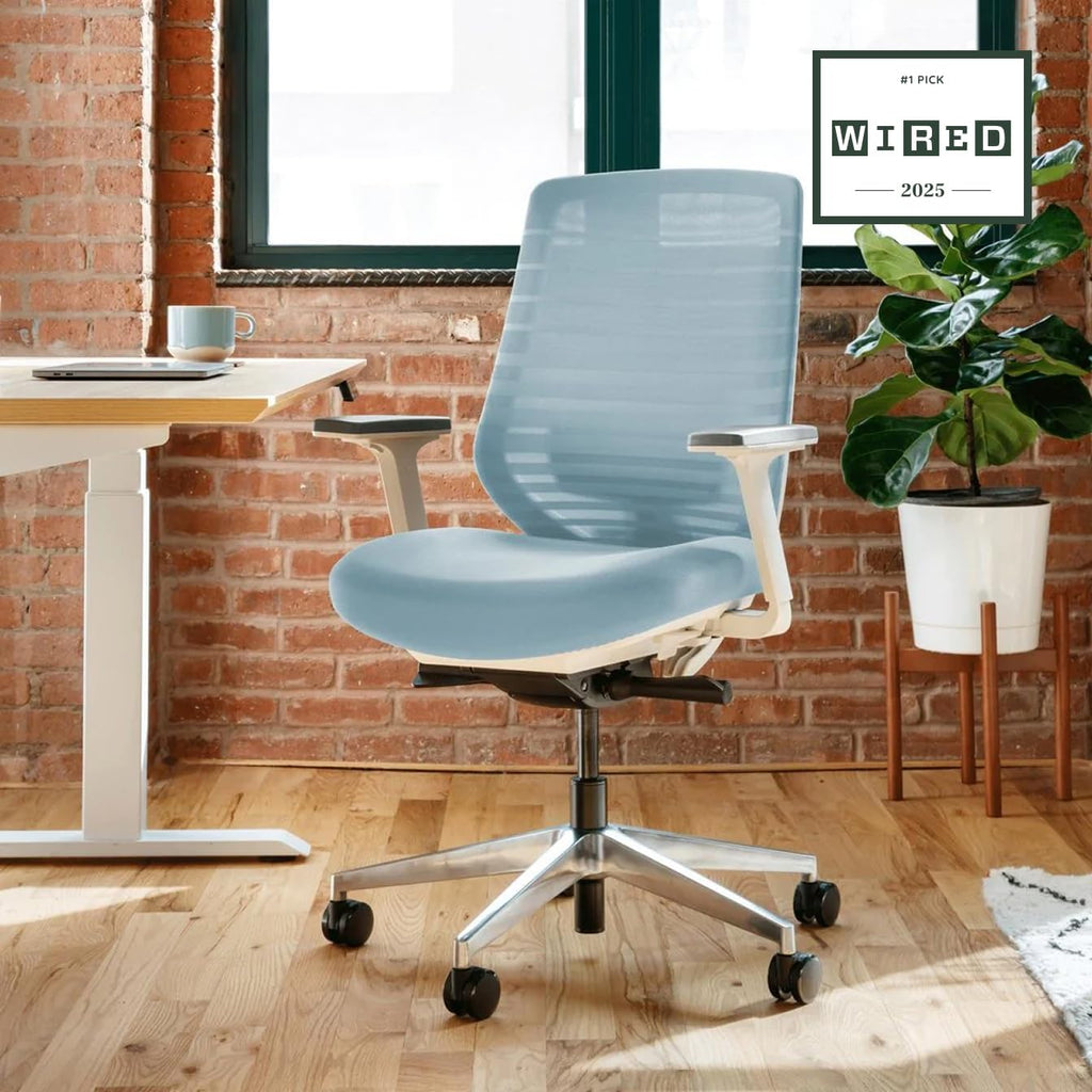 Branch Ergonomic Chair - A Versatile Desk Chair with Adjustable Lumbar Support, Breathable Mesh Backrest, and Smooth Wheels - Experience Optimal Comfort and Support - Light Blue