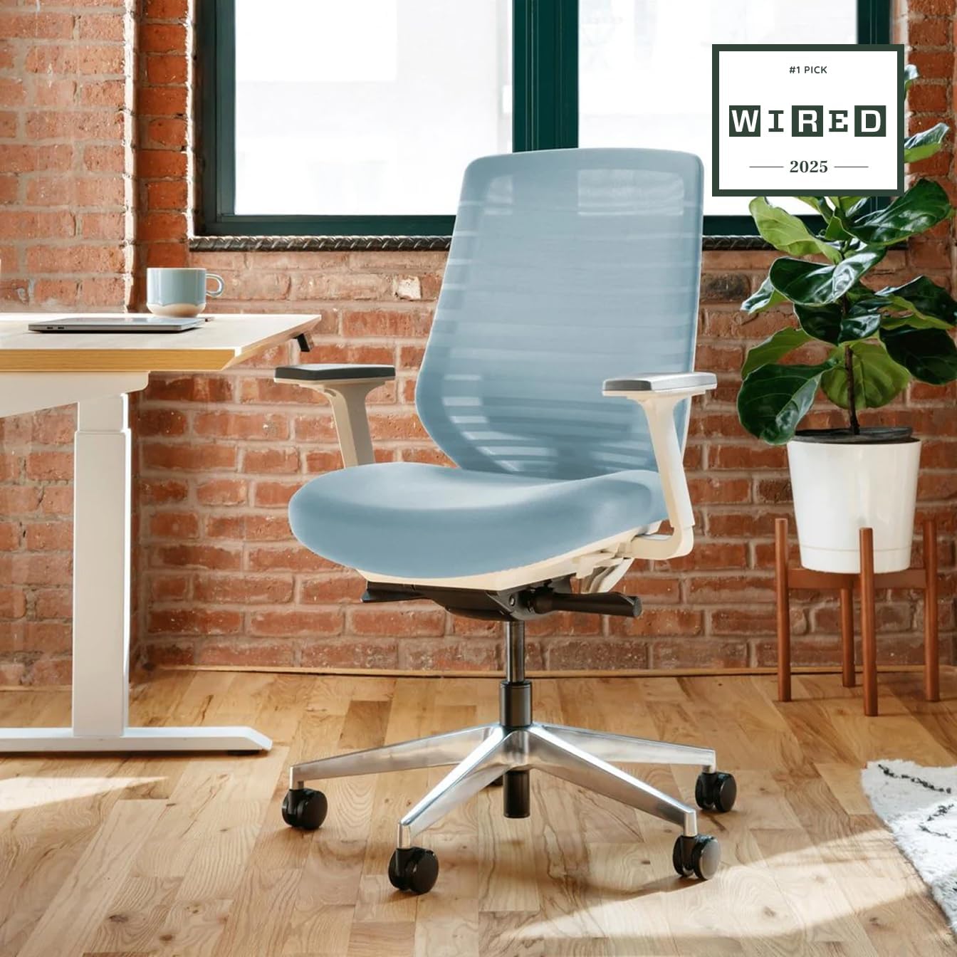 Branch Ergonomic Chair - A Versatile Desk Chair with Adjustable Lumbar Support, Breathable Mesh Backrest, and Smooth Wheels - Experience Optimal Comfort and Support - Light Blue
