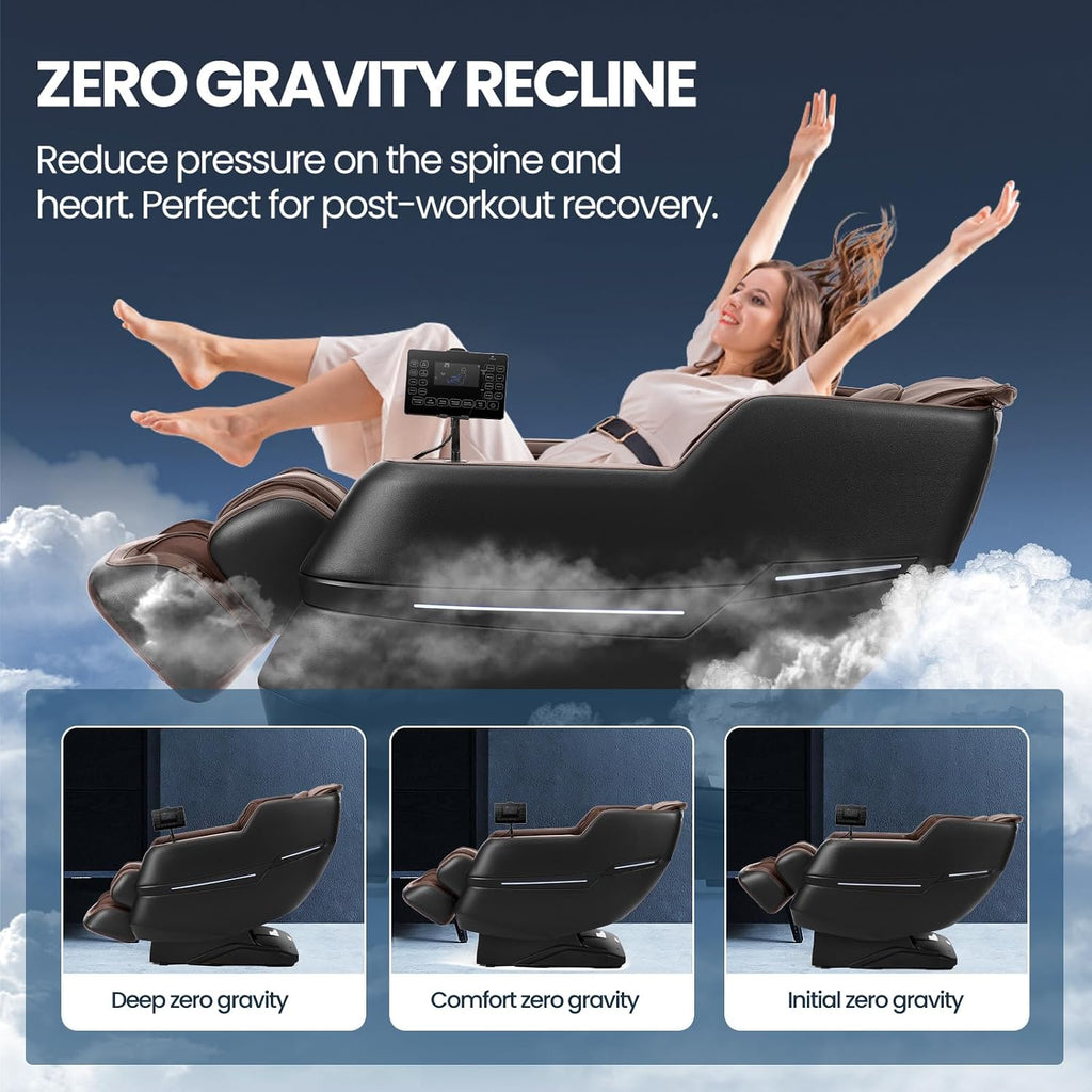 Artist hand Massage Chair Full Body, 2026 Zero Gravity Massage Chair Recliner, 8 Fix Rollers, 6 Modes, Bluetooth Speakers, Foot Roller Massage, Waist Heating, Full-Body Airbags, Brown/Black