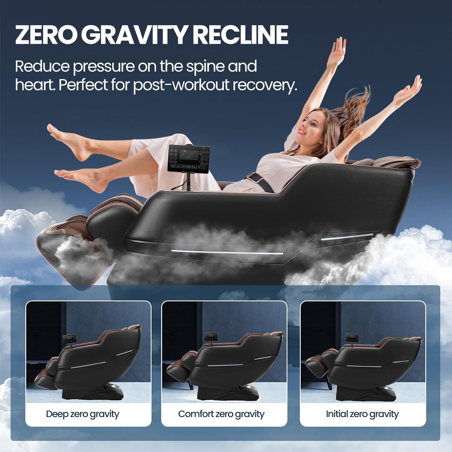 Artist hand Massage Chair Full Body, 2026 Zero Gravity Massage Chair Recliner, 8 Fix Rollers, 6 Modes, Bluetooth Speakers, Foot Roller Massage, Waist Heating, Full-Body Airbags, Brown/Black