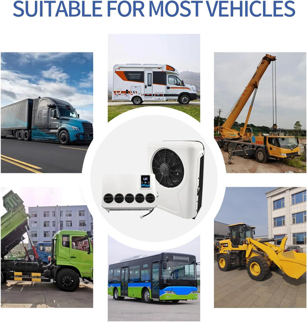 12V Truck Cab Air Conditioner 10000BTU 12 volt Universal dc Air Conditioning Electric Split ac Unit for semi trucks RV Crane Tractor Bus Boat Automotive Camper Van Motorhome New Energy