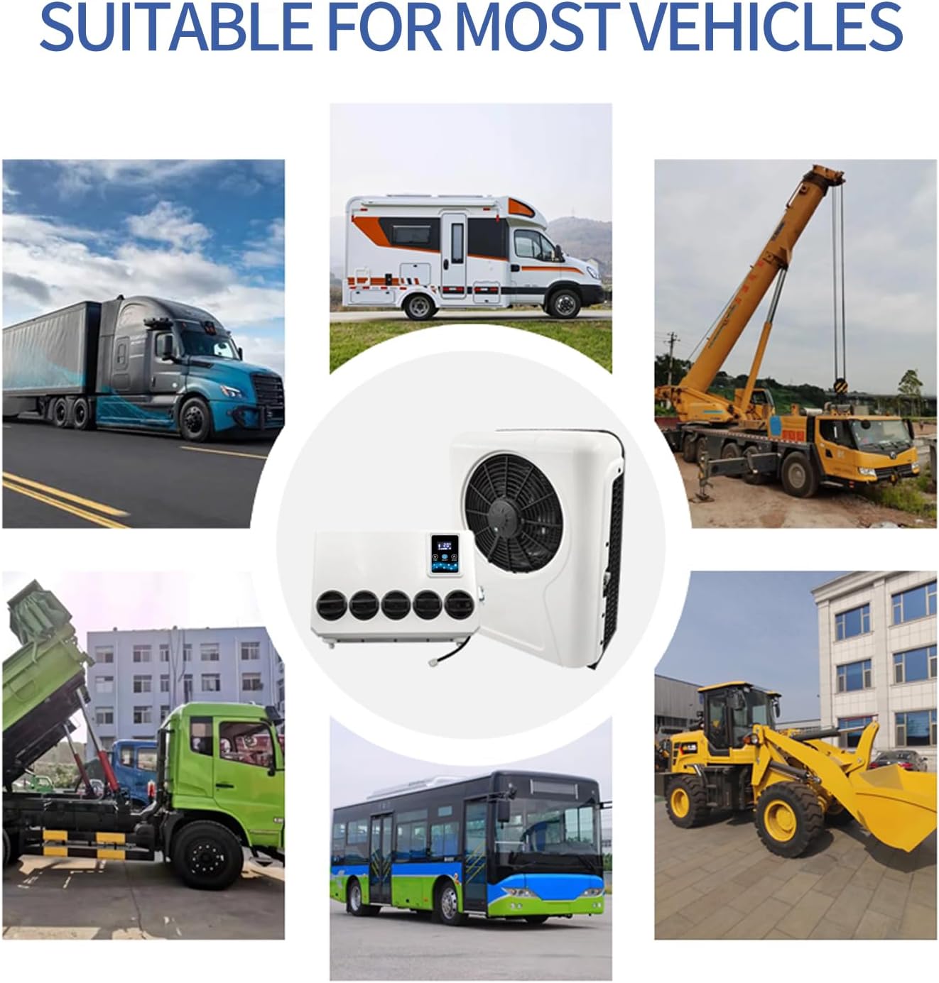 12V Truck Cab Air Conditioner 10000BTU 12 volt Universal dc Air Conditioning Electric Split ac Unit for semi trucks RV Crane Tractor Bus Boat Automotive Camper Van Motorhome New Energy