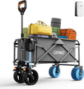 Litheli Electric Collapsible Wagon Cart with Brakes, 100L Grocery Cart with Wheels,Easy to Carry Folding Wagon for Camping, Gardening, Shopping