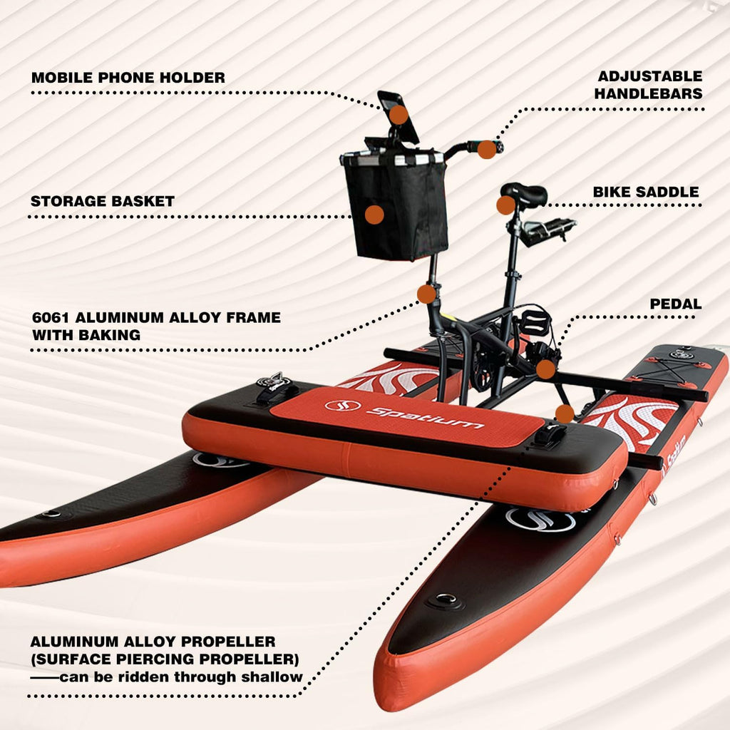 Spatium SUP Water Bike - Inflatable Pedal Boat for One Person - Fishing Kayak & Paddle Board - The Fun of Water & Fishing + Mat