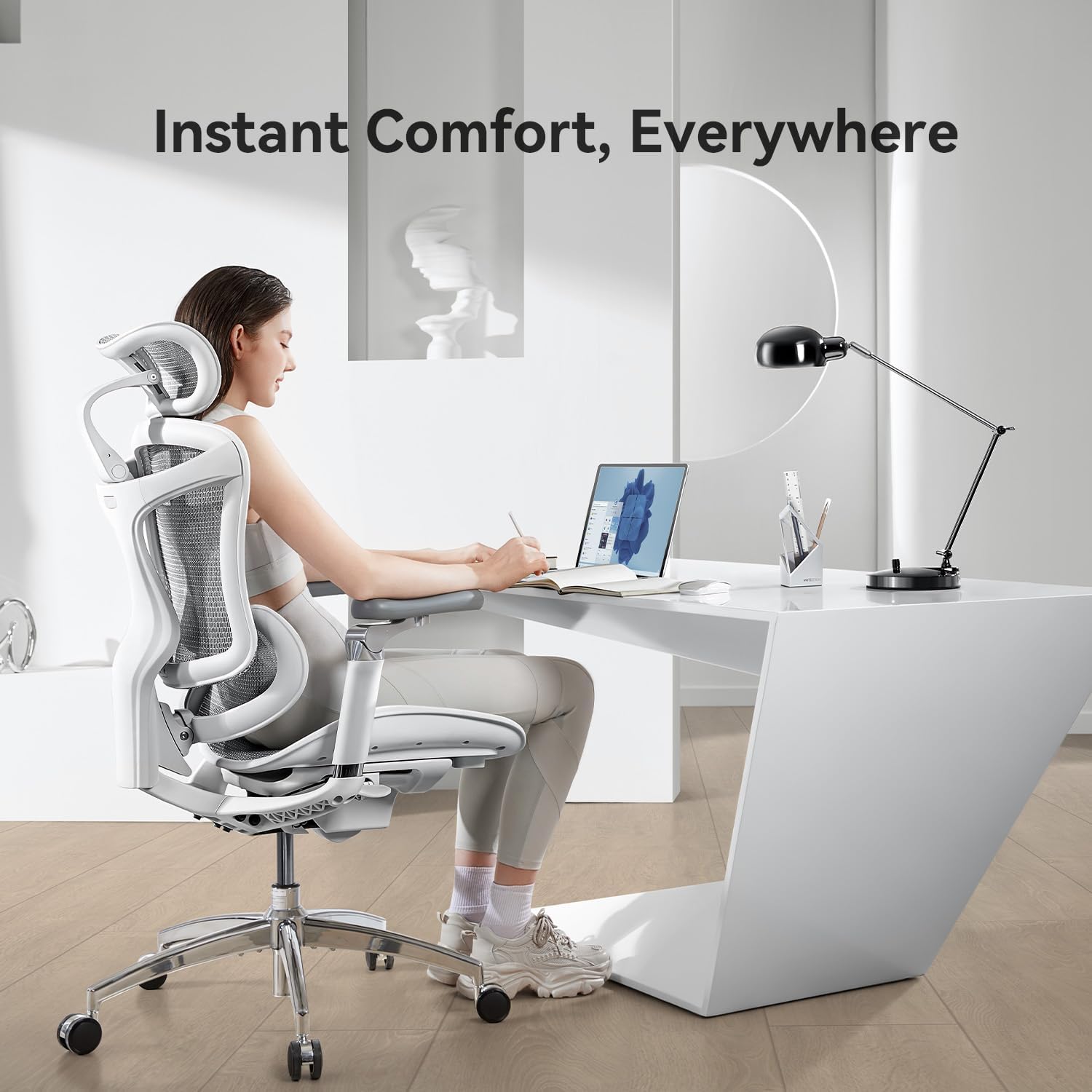 SIHOO Doro C300 Pro Ergonomic Office Chair with Ultra-Soft 6D Armrests, Dynamic Lumbar Support, Seat Depth Adjustment, Adjustable Backrest, Big and Tall Desk Chair for Home Office (Grey)