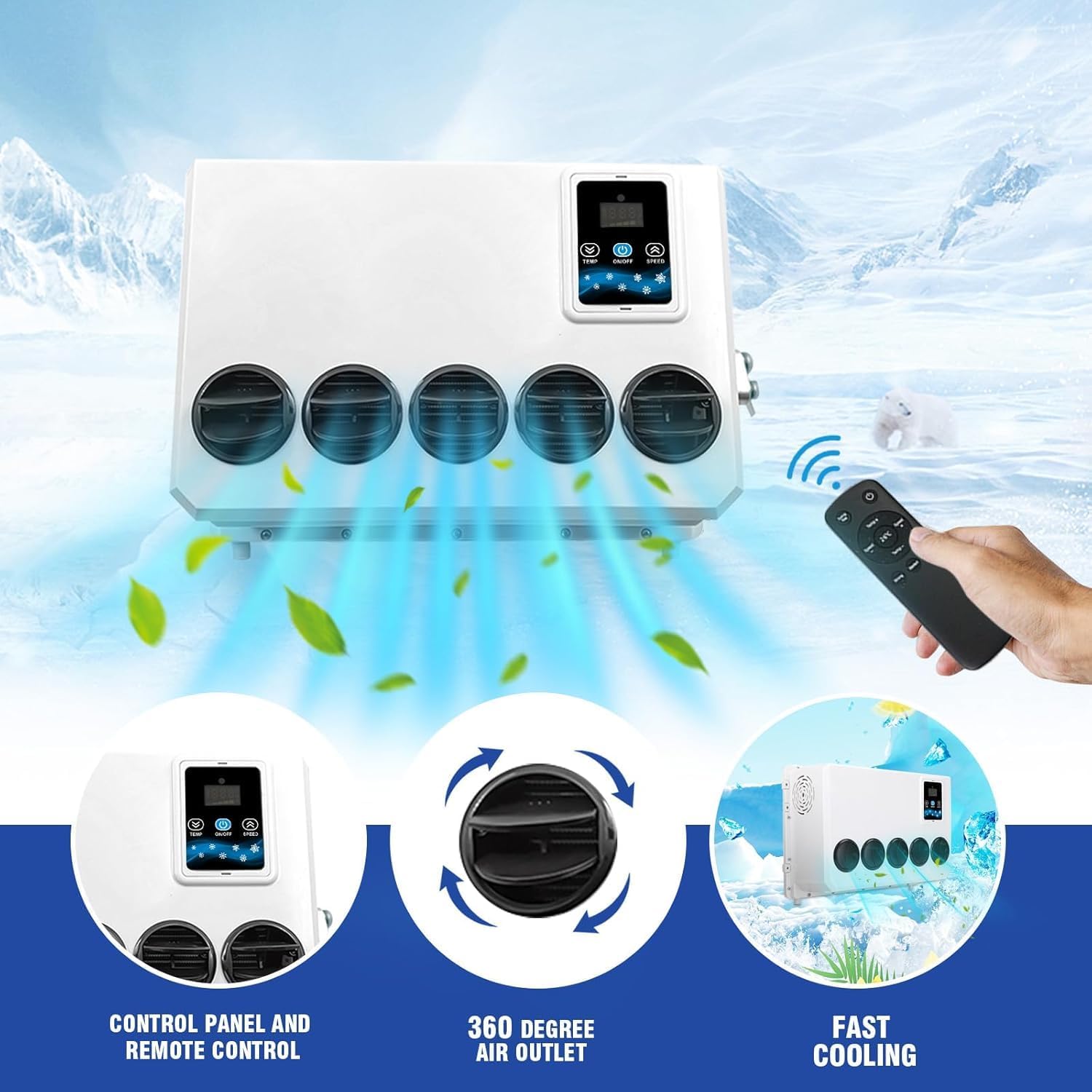 12V Truck Cab Air Conditioner 10000BTU 12 volt Universal dc Air Conditioning Electric Split ac Unit for semi trucks RV Crane Tractor Bus Boat Automotive Camper Van Motorhome New Energy