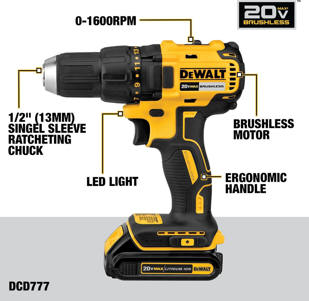DEWALT 20V MAX 5-Tool Power Tools Combo Kit, Includes 1/2 Cordless Drill,1/4 Impact Driver, Reciprocating Saw, Circular Saw, Oscillating Tool, 5Ah Battery and Charger (DCK540D1)