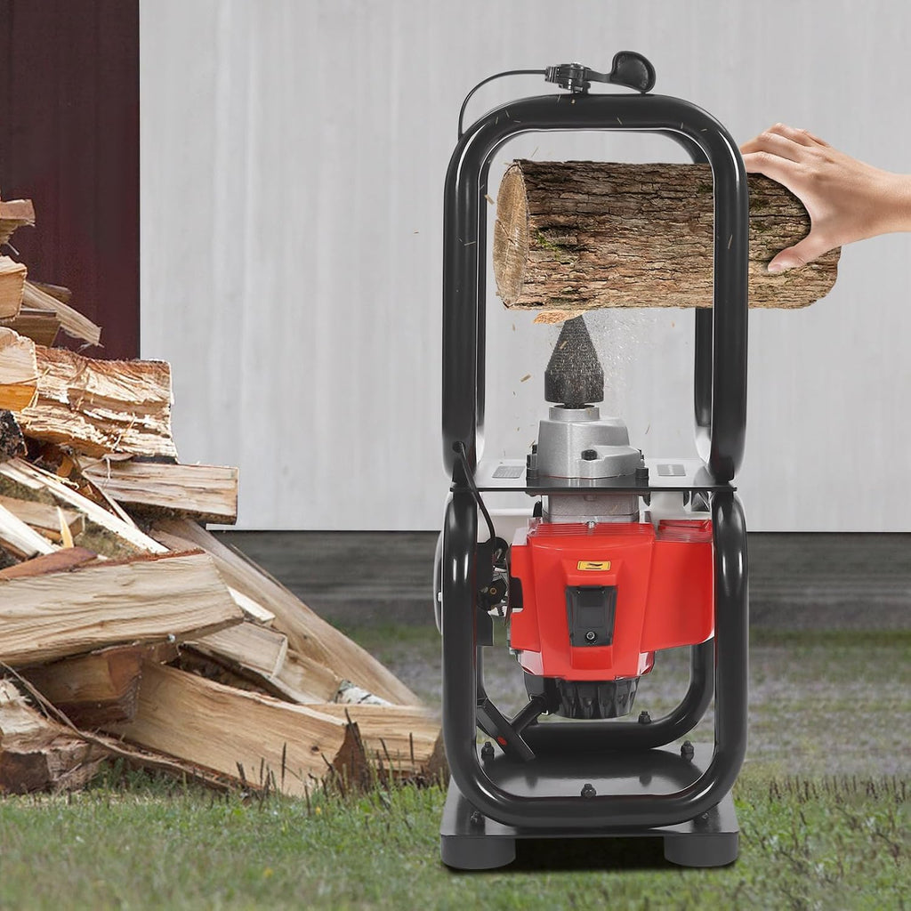 2-Stroke 64CC Gasoline Firewood Splitting Machine, 300RPM Portable Log Splitter Electric with Toolkit Bag & Anti-Slip Feet, 0.4GAL Capacity Air Cooling Wood Splitter Gasoline Powered