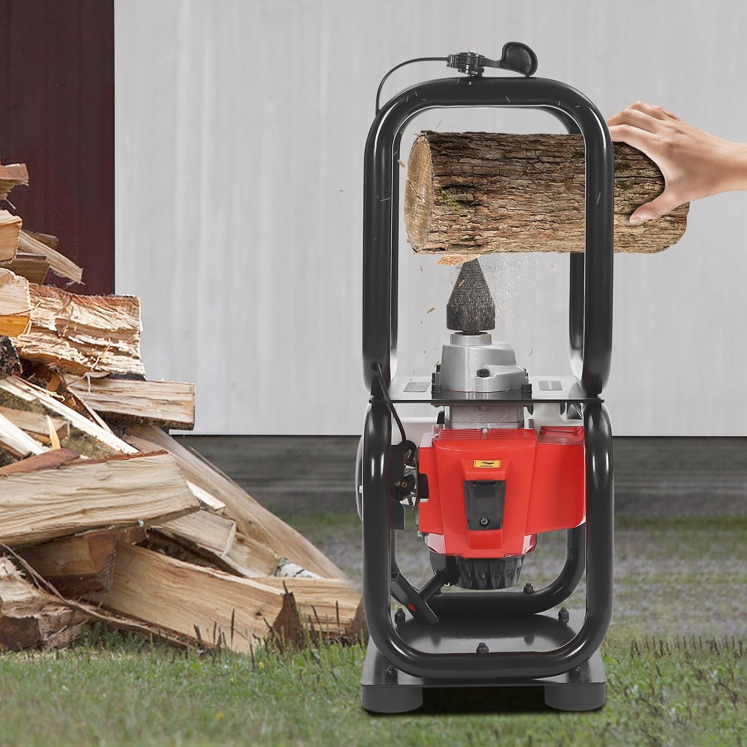 2-Stroke 64CC Gasoline Firewood Splitting Machine, 300RPM Portable Log Splitter Electric with Toolkit Bag & Anti-Slip Feet, 0.4GAL Capacity Air Cooling Wood Splitter Gasoline Powered