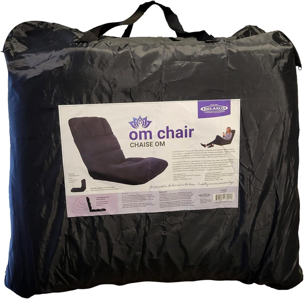 Relaxus Ohm Chair Adjustable Portable Floor Chair, High-Density Poly-Fill Cushioning, Padded Frame with Back Support, Folding Sofa Chair, Padded Bed, Recliner, Gaming, Meditation, Recliner. Carry Bag