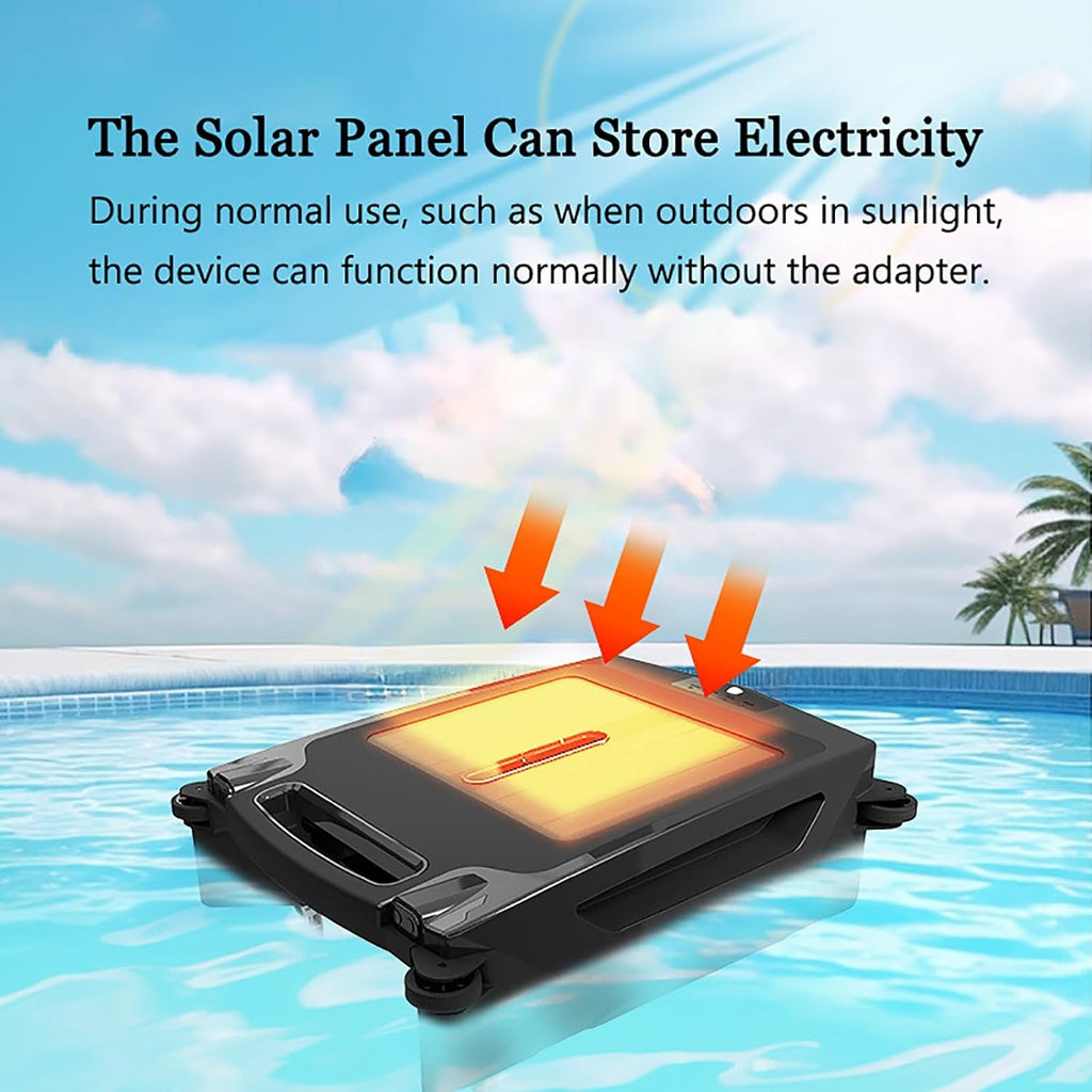 Solar Pool Skimmer, Pool Robot, Cordless Pools Vacuum, Pools Vacuum with Wall Climbing, Intelligent Route Planning, for All Types & Water Surface Cleaning