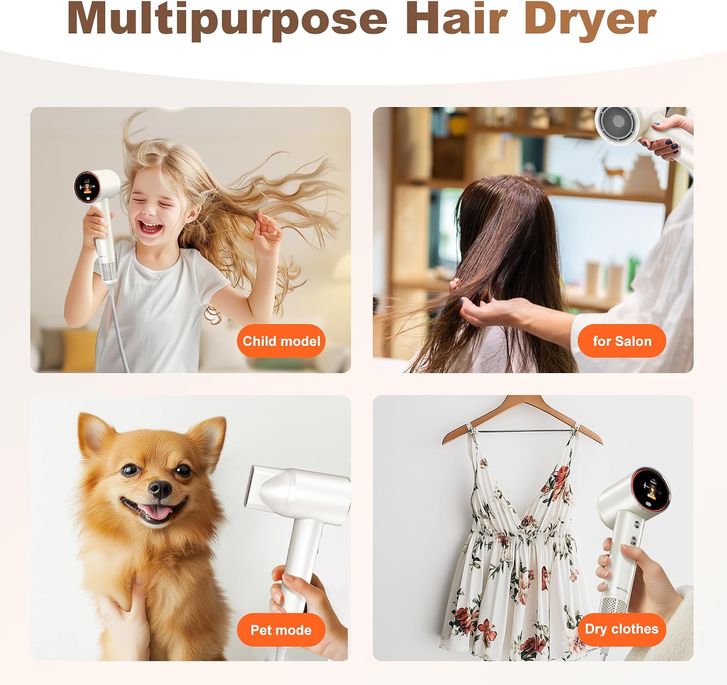 High-Speed Ionic Hair Dryer, 3.6 Billion Plasma Care, 5 Modes, Thermo-Control, Fast Drying, Blow Dryer for Home Travel