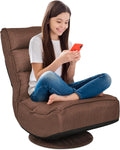 FANTASK 360 Degree Swivel Floor Chair, Folding Floor Sofa w/ 5 Adjustable Positions & Backrest, Lazy Lounge Chair for Relaxing Reading Gaming TV Watching (Brown)