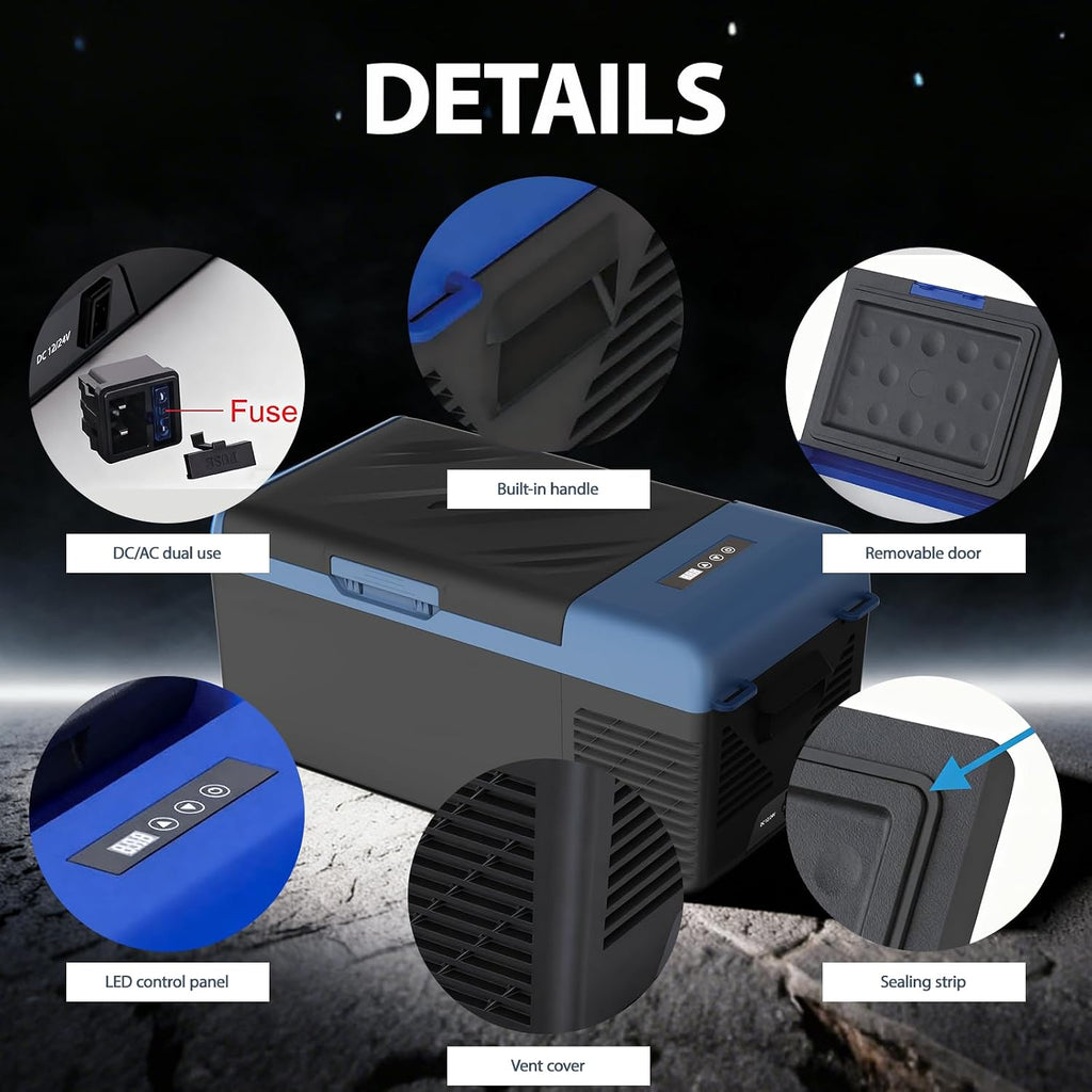 KI15 12 Volt Refrigerator,Portable Freezer,16 Quart(15L) Car Cooler,12V Car Fridge,12/24V DC 100-240V AC for Camping, Travel, Truck, RV, Boat -4℉~68℉