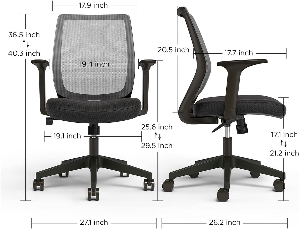 Staples Ergonomic Task Chair, Mesh, Ergonomic, Adjustable Height, Swivel