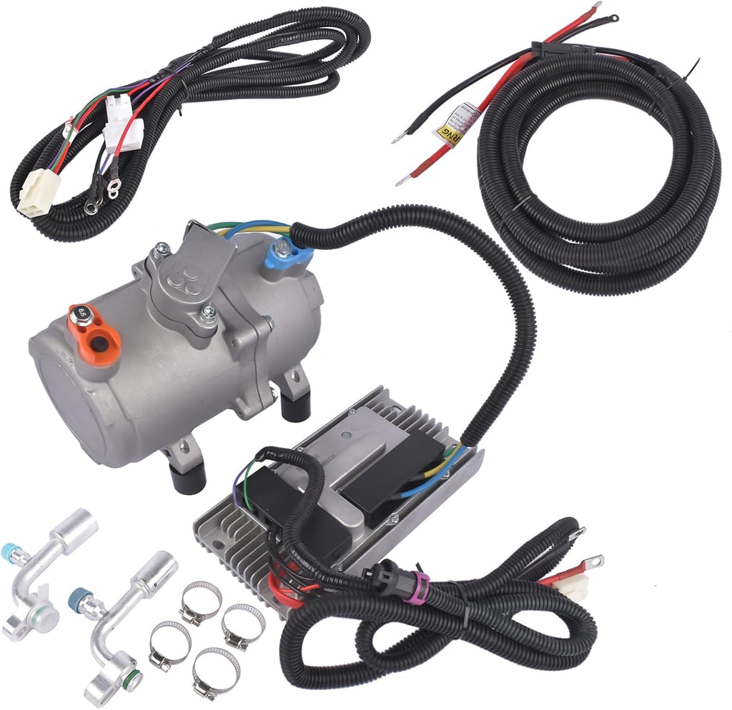 12V DC Universal Electric Air Conditioning Compressor Kit with External Control Panel Core and Long Power Cord Replacement for RVs, Campers, Trucks & Buses AKWH