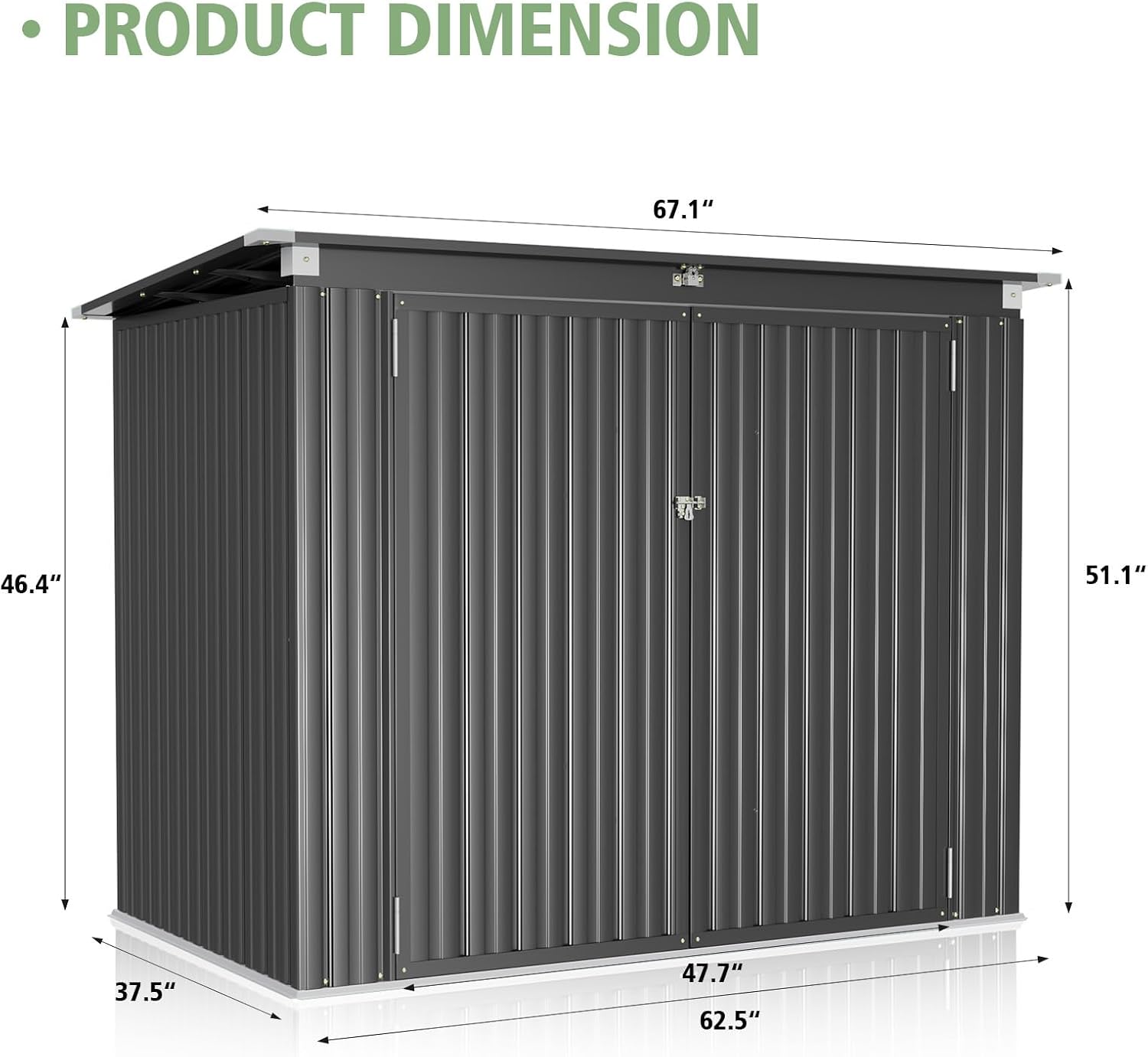79 Cu. Ft Premium Storage Shed 3.3 x 5.6 FT Outside Metal Trash Shed Waterproof Outside Storage with Lid Chain Storage Trash Can Weeding Tools, for Garden, Backyard, Patio (Black)