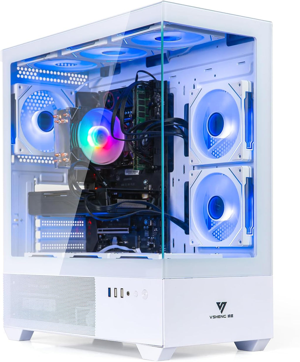 Gaming PC Desktop Computer – Xeon E5 3.20GHz, RTX 2080 Ti 11GB, 16GB DDR4 RAM, 512GB SSD + 1TB HDD, Wi-Fi 6 & Bluetooth 5.4, 9× ARGB Fans, Windows 11, 800W PSU Gaming Tower for Gamers