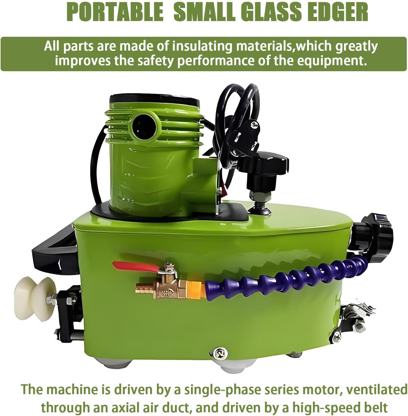 800W Portable Small Glass Edger，Electric Portable Glass Edger，8000r/min,1-3 m/min,Stainless Steel,W/2Diamond Wheels and Two Polishing Wheels 110V-Blue