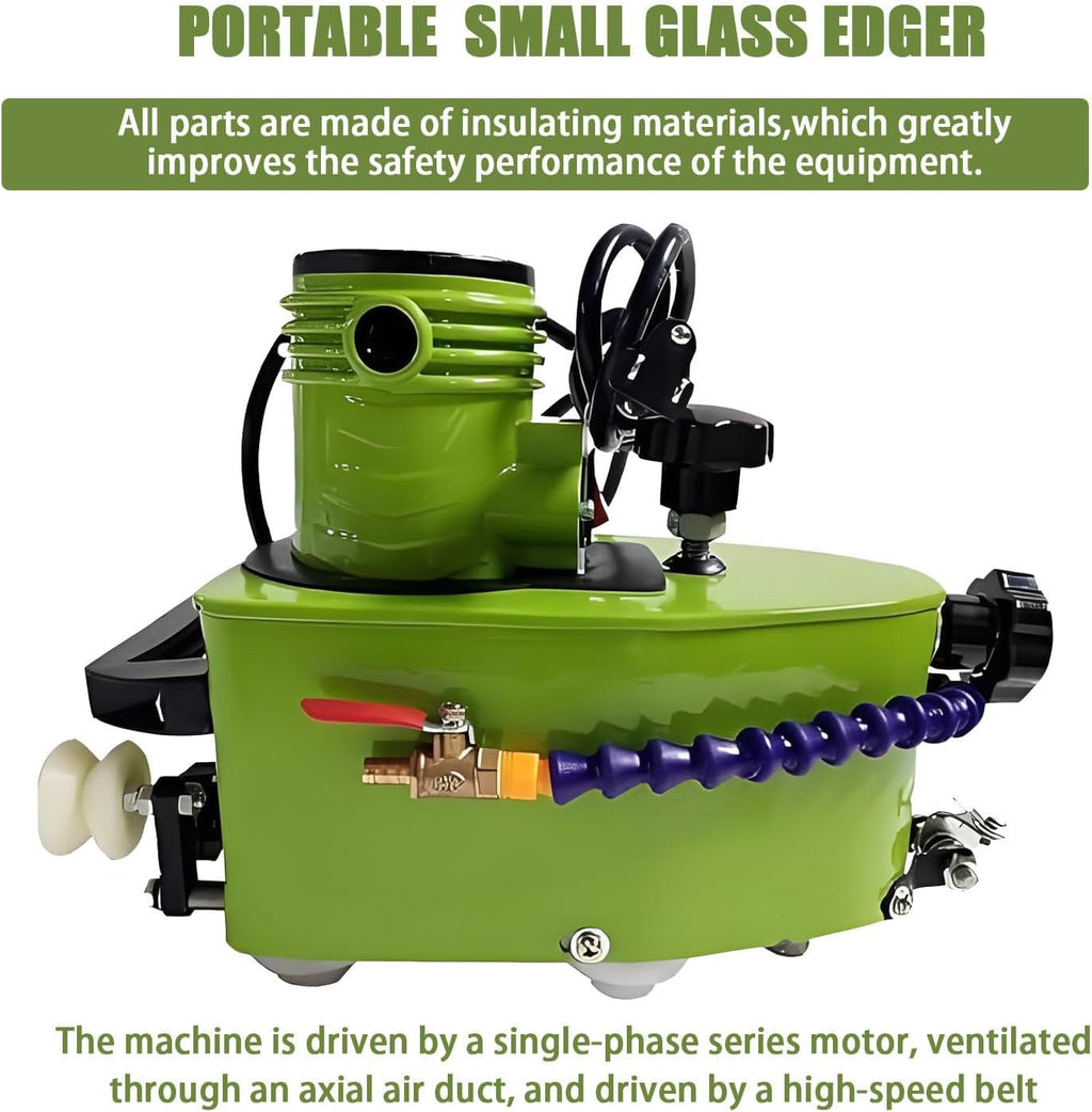 800W Portable Small Glass Edger，Electric Portable Glass Edger，8000r/min,1-3 m/min,Stainless Steel,W/2Diamond Wheels and Two Polishing Wheels 220-Blue
