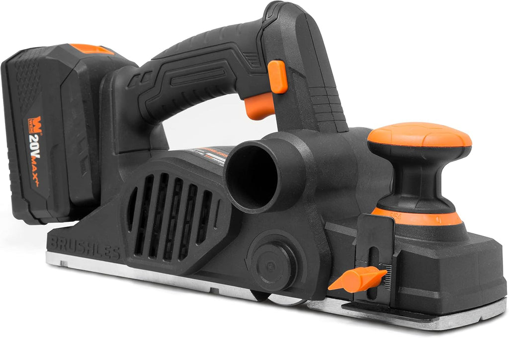 WEN Cordless Planer, Brushless with 3-1/4-Inch Blade, 20V Max 4.0 Ah Lithium-Ion Battery and Charger (20653)