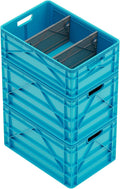 SIDIO Crate Basic Pack - 2 Full-Size & 1 Half-Size Heavy Duty Stackable Storage Bins, Totes and Containers with Dividers - Durable Plastic Organizer for Home, Office, Garage, and Outdoor Use
