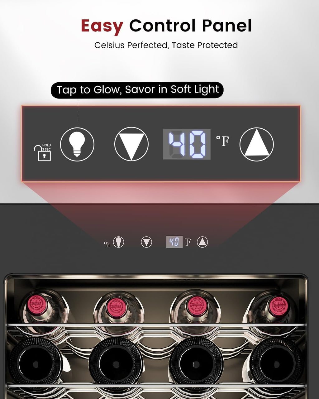 Feelfunn 4.5 Cu.Ft Wine Cooler Refrigerator - 45 Bottle Wine Fridge with Glass Door for Beer Soda Water Drink, Small Wine Cellar Beverage Refrigerator for Bedroom Home Office Bar Dorm, Black