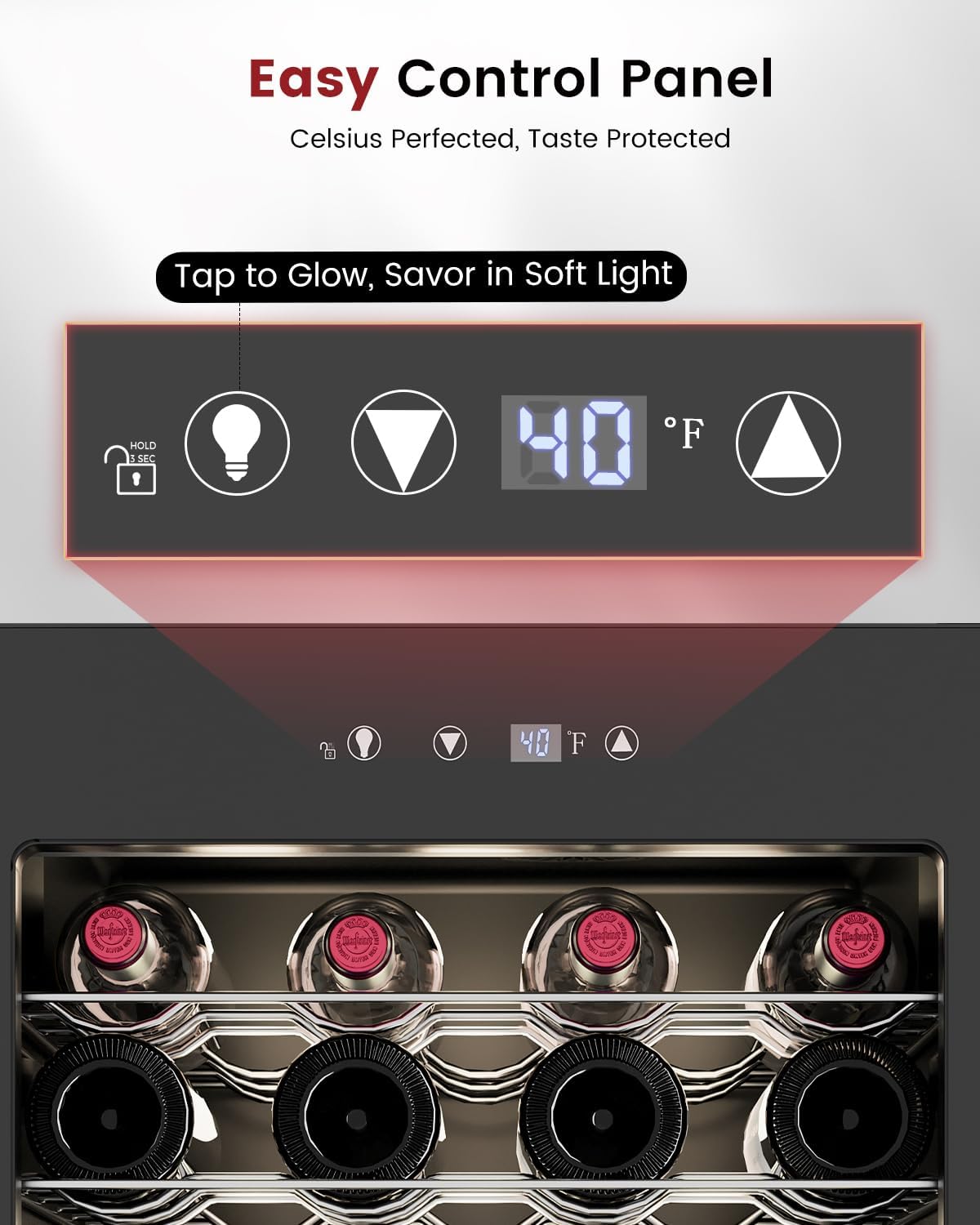 Feelfunn 4.5 Cu.Ft Wine Cooler Refrigerator - 45 Bottle Wine Fridge with Glass Door for Beer Soda Water Drink, Small Wine Cellar Beverage Refrigerator for Bedroom Home Office Bar Dorm, Black