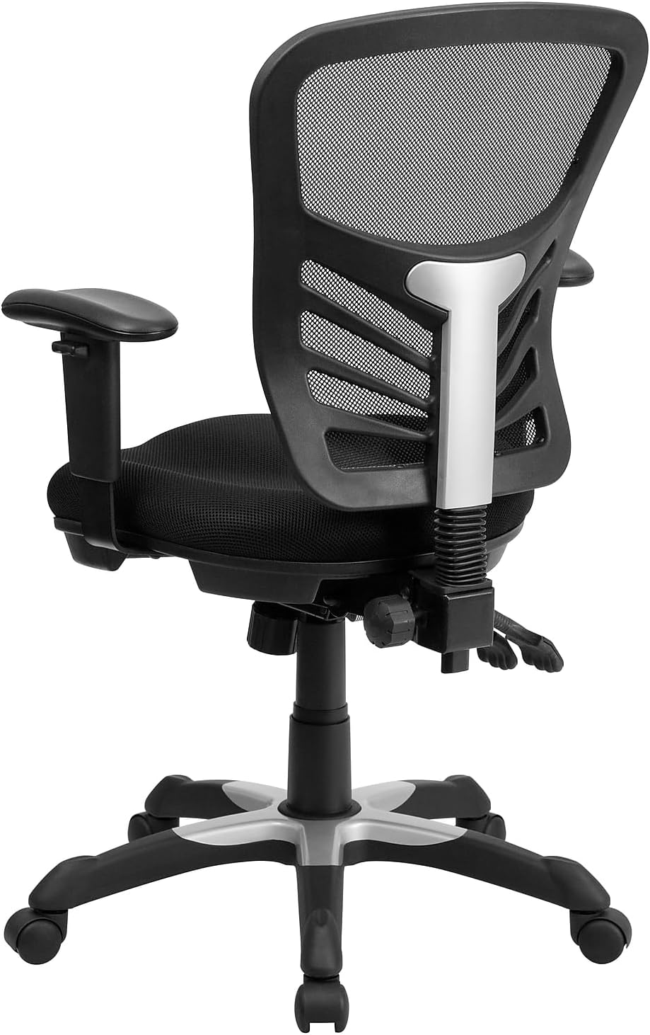 Flash Furniture Nicholas Mid-Back Black Mesh Multifunction Executive Swivel Ergonomic Office Chair with Adjustable Arms, Set of 4