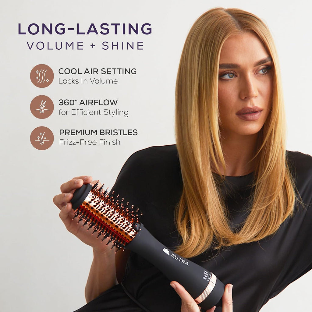 SUTRA Infrared Blowout Brush, 3' - All-in-One Infrared Heated & Ionic Round Dryer Brush for All Hair Types - Professional Thermal Styling Hair Tools for Blow Out - Volumizing Hot Air Brushes
