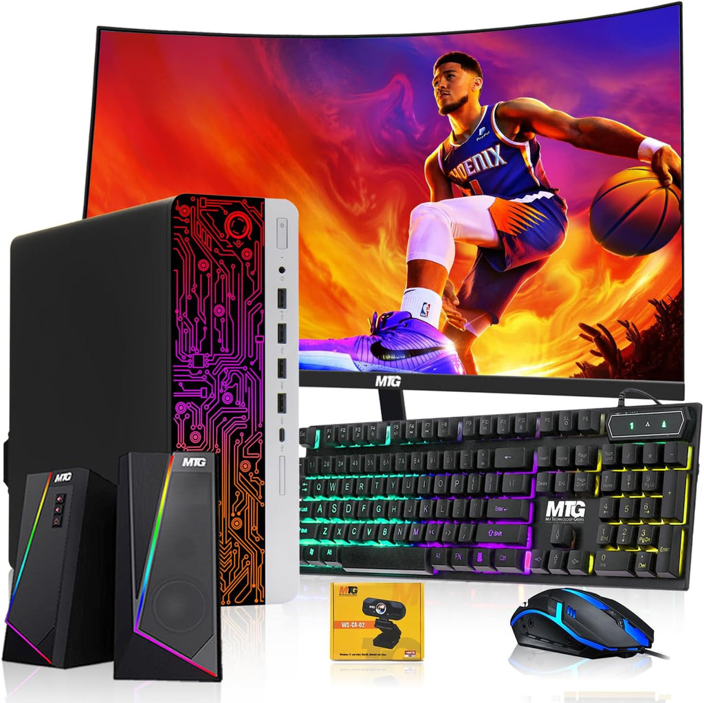 HP G3 Gaming Desktop PC, Intel Core i5, AMD RX 550 Graphics, 16GB RAM, 240GB SSD | 2TB HDD, 24-inch Monitor, RGB Keyboard Mouse, Speaker, Webcam, Windows 11 Pro (Renewed)